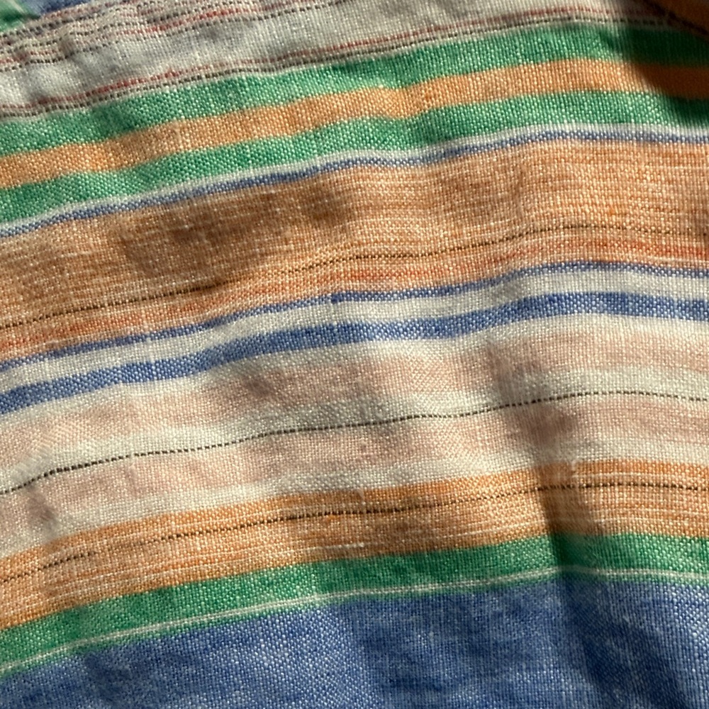 Talbots Striped Short-Sleeve Button-Down Linen Shirt Woman’s size large - Picture 5 of 5